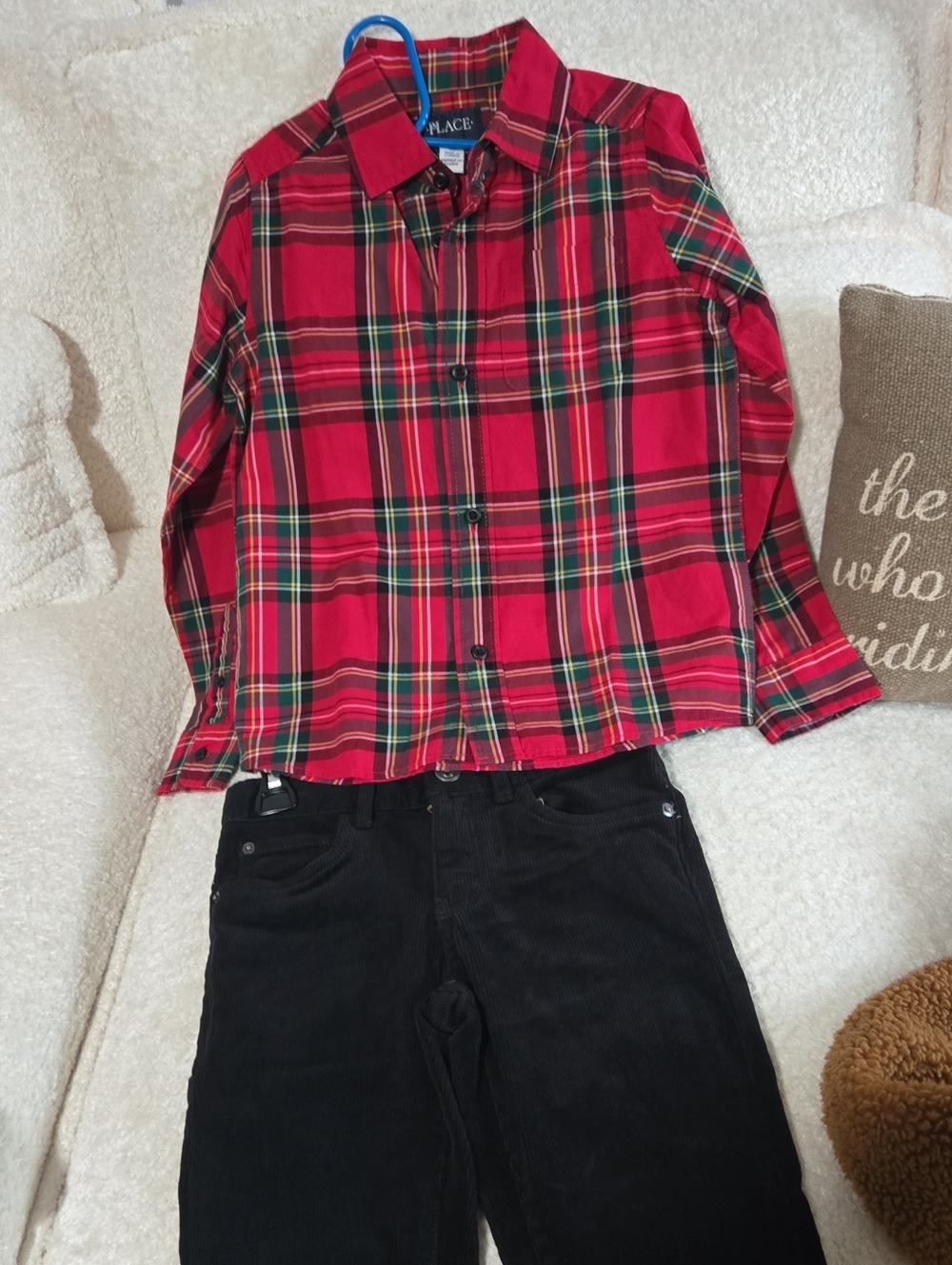 The Children's Place Red Green Plaid Button-Down Shirt for Kids